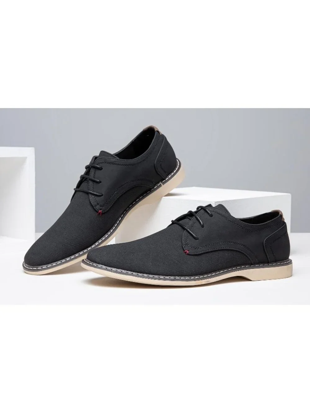 Men's Black Breathable Upper Lace Up Retro Business Classic Dress Oxford Shoes